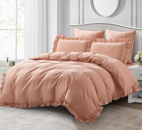 Постельное бельё "KARTEKS" VJ-09 варёный жаккард с рюшей, 2 спальный