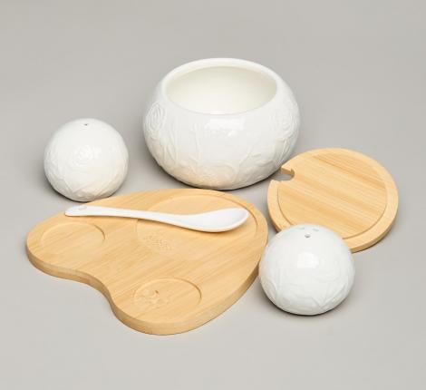 Набор для специй "MEADOW", 3 предмета, на деревянной подставке 15,5*15,5*10 см