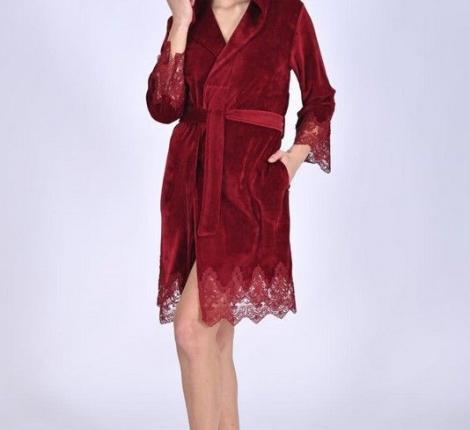 Халат женский "NUSA" Niki Kadife 0483 бордо, L/XL
