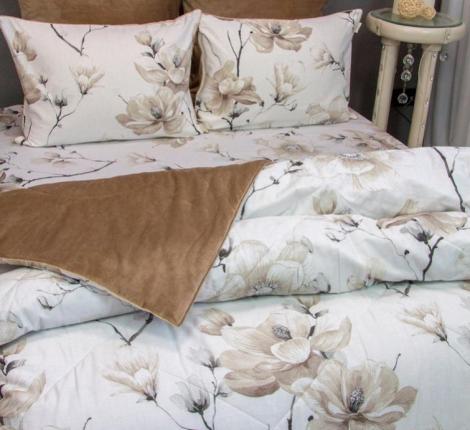 Постельное белье с одеялом "Kazanov.A." Азалия (латте) Велюр/Egypt Cotton, 1,5 спальный