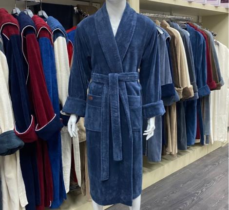 Халат мужской трига шалька "AMBIELLA A-1160" индиго, L/XL