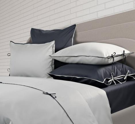 Постельное бельё Sharmes Solid «LUCA» 1,5 спальный, белый/антрацит