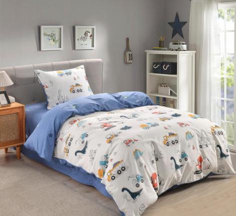 Постельное белье детское "Sofi de Marko" Диноленд (белый) Сатин, 1,5 спальный