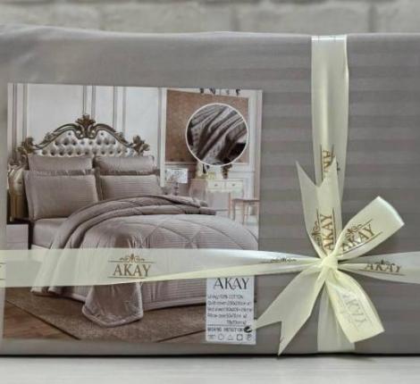 Постельное бельё AKAY SATEN (светло-серый), 1,5 спальный