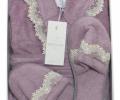Халат женский махровый с тапочками Maison D'or "VANESSA" (фиолетовый), XL(50)-XXL(52)