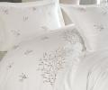Постельное бельё "DANTELA VITA" сатин с вышивкой ASRIN (кремовый), Евро