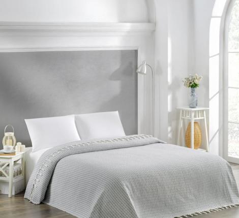 Покрывало вафельное с бахромой "METEOR" DEVONE (серый), 200х230