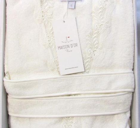 Халат женский махровый Maison D'or DINA кремовый, XS(42)-S(44)
