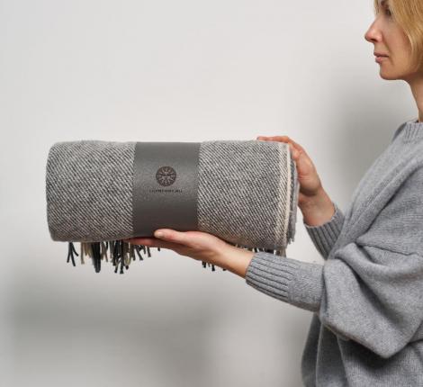 Плед "WOOLEN" (шерсть 100%) 150х200, серо-графитовый