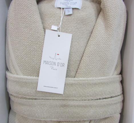 Халат мужской махровый Maison D'or  "QUATTRO" бежевый, 3XL(54)/4XL(56)
