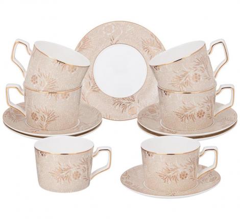 Чайный набор "ЗОЛОТЫЕ УЗОРЫ" на 6 персон, 12 предметов (280 мл)