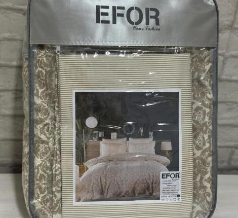 Постельное бельё c одеялом EFOR SATEN с гипюром "ОРНАМЕНТ" (капучино), Евро