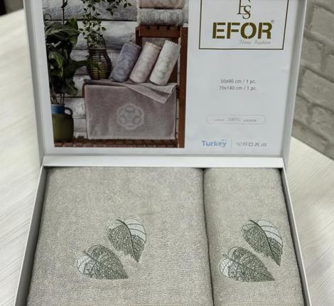 Набор махровых полотенец EFOR "LEAF TIME" (50*90,70*140), зеленый
