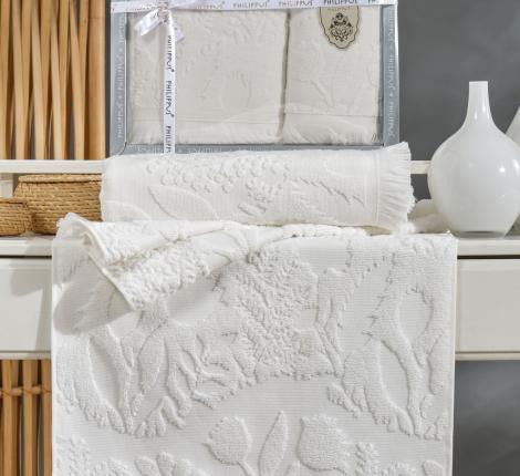 Комплект махровых полотенец с бахромой "PHILIPPUS" (50x90/70х140) 2 шт. BELEK, кремовый