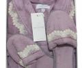 Халат женский махровый с тапочками Maison D'or "VANESSA LONG" (фиолетовый), XL(50)-XXL(52)