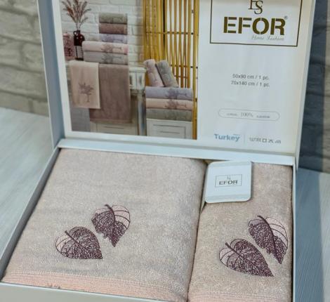Набор махровых полотенец EFOR &quot;LEAF TIME&quot; (50*90,70*140), персиковый