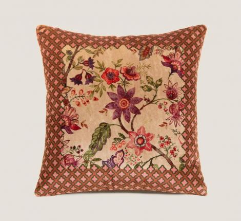 Подушка Frati "FLORAL" BEIGE (бежевый с красным), 50х50