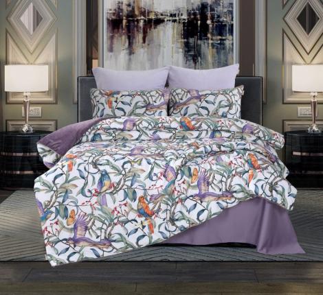 Постельное белье с одеялом "Kazanov.A." Колибри (аметист/жемчуг) Велюр/Egypt Cotton, Семейный
