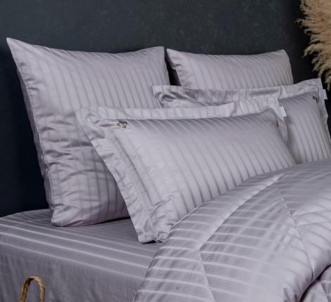 Постельное белье с одеялом "Kazanov.A." Stripe Le-Man (платина лаванда) Страйп Сатин, Семейный