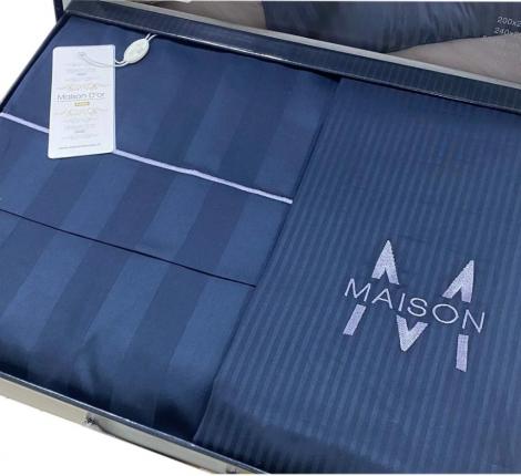 Постельное бельё "Maison D'or" ELEGANCE Страйп-сатин Евро, антрацит/серый