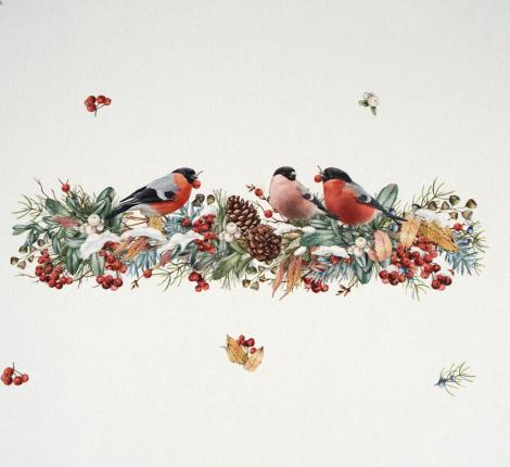 Скатерть с пропиткой SANTALINO "МОРОЗКО.СНЕГИРИ" 140х180 см, красный