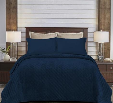 Покрывало из вареного бархата "KARTEKS" 02, 240х260 (50х70-2 шт), синий