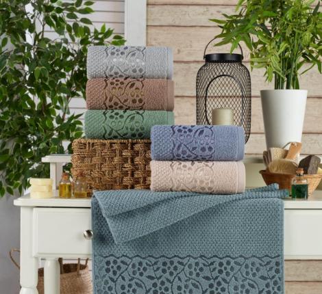 Набор махровых полотенец "TWO DOLPHINS" жаккард 50х90 (1/6шт(.EA57) ROYAL