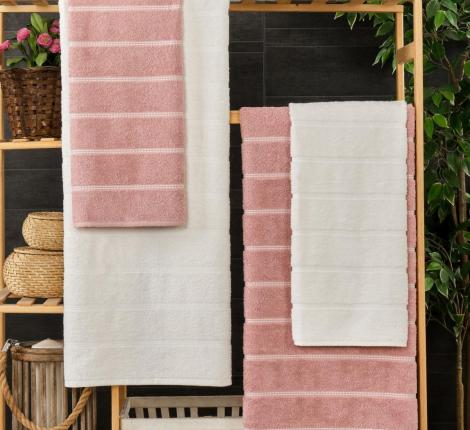 Комплект махровых полотенец "METEOR" (50x90/2 шт.)(70х140/2 шт.) 4 шт TUROVA, брусничный-кремовый