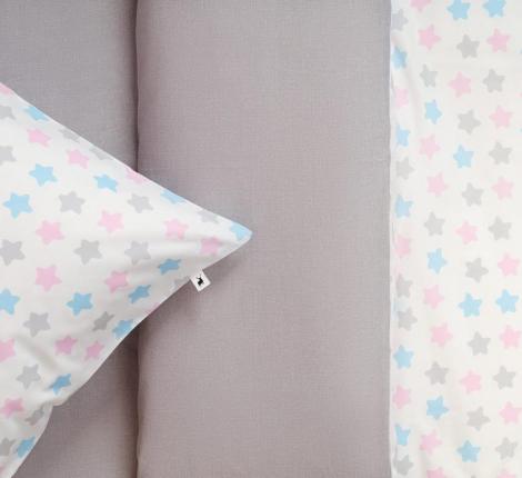 Постельное белье "Siberia" Звездочки (белый) Ранфорс, 1,5 спальный