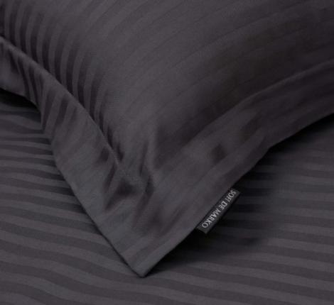 Постельное белье "Sofi de Marko" Моне (антрацит) Страйп Сатин, Евро (50х70-2шт.)