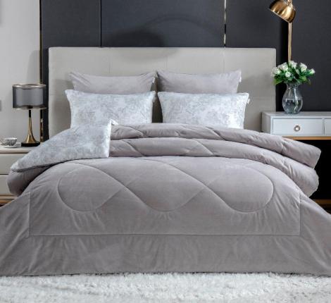 Постельное белье с одеялом "Kazanov.A." Жадор (бежевое серебро) Велюр/Egypt Cotton, Евро