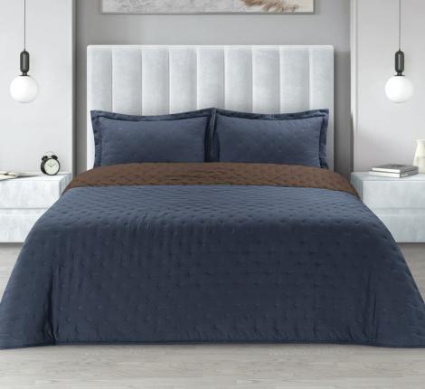 Покрывало PMO-56 синий-коричневый, Евро (230х250) 2 наволочки (50х70)