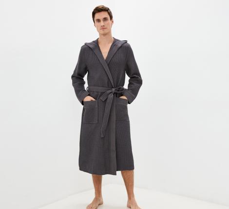 Мужской халат вафельный с капюшоном "Sofi de Marko" Гамлет (антрацит), S