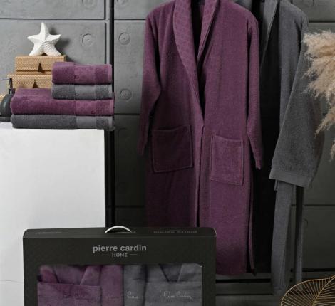 Набор "PIERRE CARDIN HOME" (2 халата, полотенца 50х90-2 шт., 70х140-2 шт.), сирень-серый