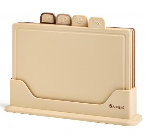 Набор из 4-х досок на подставке "AGNESS", бежевый