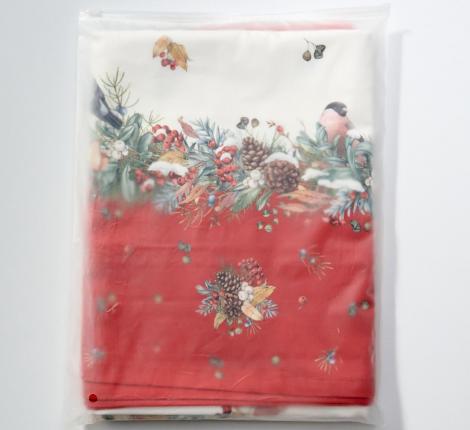 Скатерть с пропиткой SANTALINO "МОРОЗКО.СНЕГИРИ" 140х180 см, красный