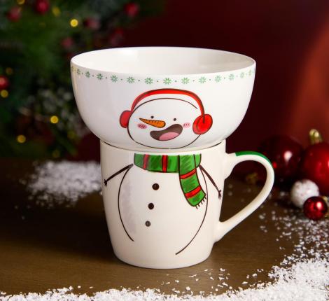 Набор посуды "СНЕГОВИК", 2 предмета