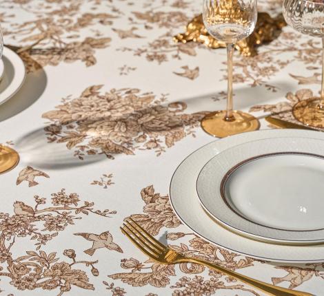 Скатерть круглая с пропиткой SANTALINO "ROYAL GARDEN" 150 см, белый