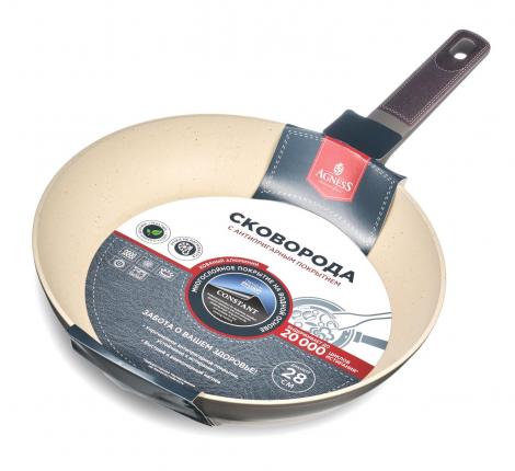 Сковорода "AGNESS" 902-103 с антипригарным покрытием PFLUON MARBLE, диаметр 28 см