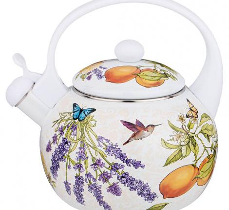 Чайник эмалированный со свистком "ПРОВАНС ЛИМОНЫ", 2,2 л