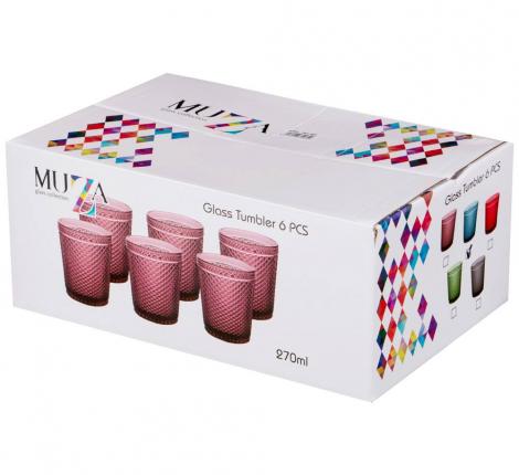 Набор стаканов для воды 6 штук "MUZA COLOR" ГРАНАТ 781-162, 280 мл