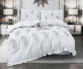 Постельное бельё c одеялом EFOR SATEN с вышивкой "ЛИСТОК" (светло-серый), Евро