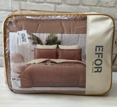Постельное бельё c одеялом EFOR SATEN KREM/KAHVE (кремово-коричневый), Евро