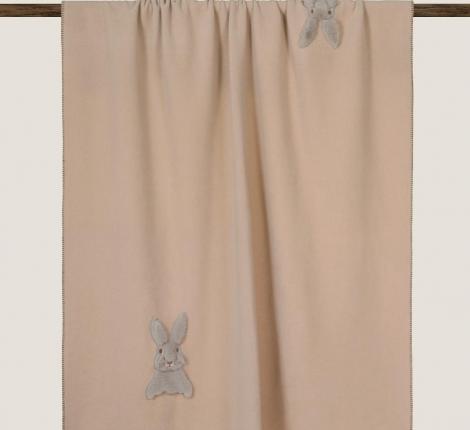 Плед Frati "SWEET RABBIT" BEIGE (бежевый) аппликация заяц, 130x160