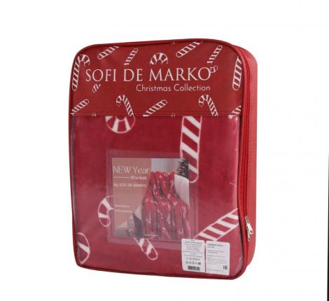 Плед "Sofi de Marko" Christmas Сandy (красный) Велсофт, 150х200