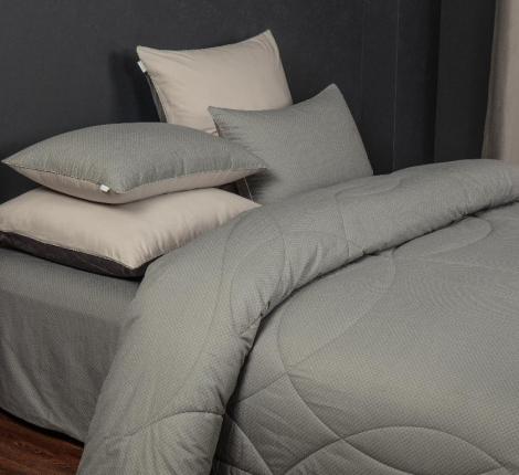 Постельное белье с одеялом "Kazanov.A." Хьюстон (графит серый жемчуг) Велюр/Egypt Cotton, Евро