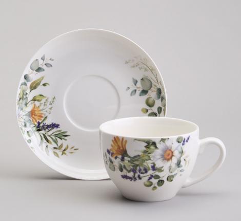 Чайный набор "РОМАШКОВОЕ ПОЛЕ" на 6 персон, 12 предметов (250 мл)