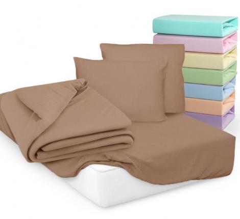 Простыня на резинке "Cleo" 14/16 Трикотаж 140х200х25, мокко