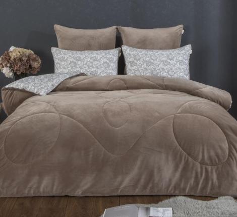 Постельное белье с одеялом "Kazanov.A." Остин (бежевый платина) Велюр/Egypt Cotton, Семейный