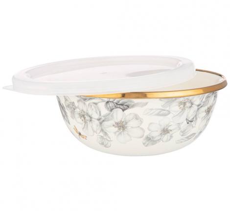 Набор эмалированных мисок 3 шт. с крышкой "ЯБЛОНЕВЫЙ САД", 6 предметов